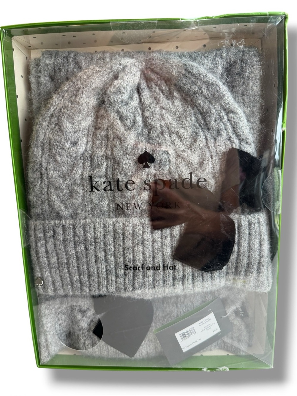 kate spade Gray Cable Knit Hat & Scarf Gift Set